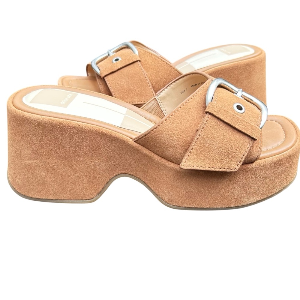 Dolce Vita Gisel Saddle Suede Heels 7 Festival Retro 90' Chunky Platform - Picture 6 of 11